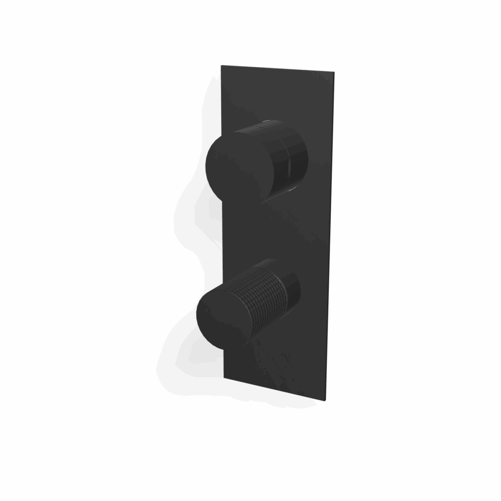 Dusch Armatur 3 Weg Wandplatte UP Treemme T30 Gerillt Schwarz matt