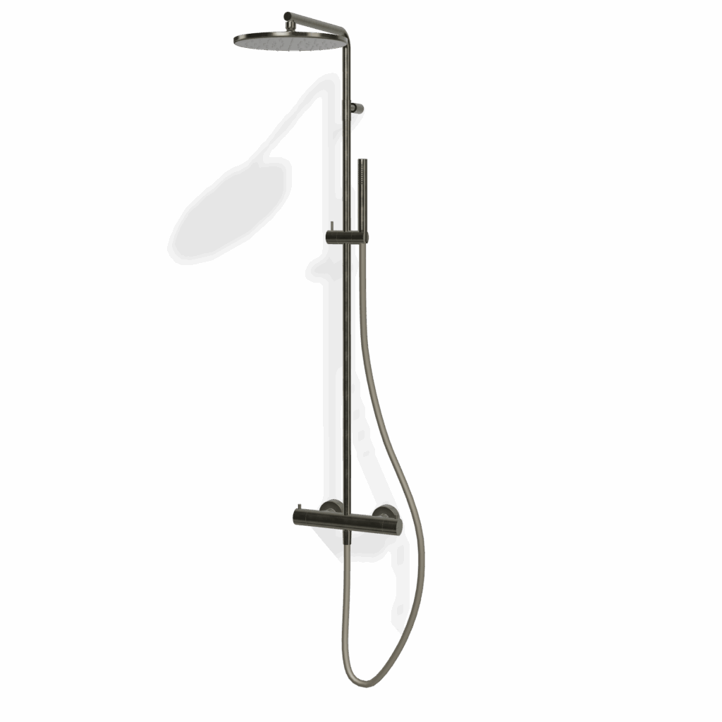 Duschsystem Treemme SHOWERS Rund Chrom Schwarz gebürstet