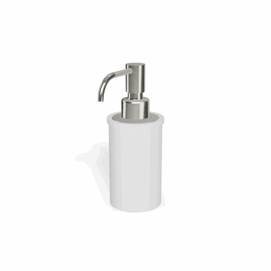Seifendispenser Edelstahl/Corian Linie 40 mm standmodell Weiss matt Mineralguss