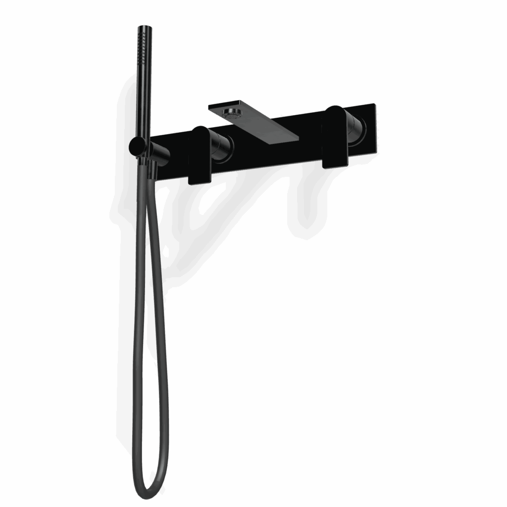 Mischer für Badewanne UP Edelstahl Platte Treemme 3.6 mm PVD Schwarz