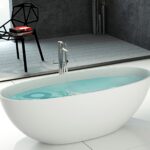 Badewanne freistehend matt GioiaBagno Wanne Carmen-180 Mineralguss Weiss matt Steinguss Freistehende Badewanne