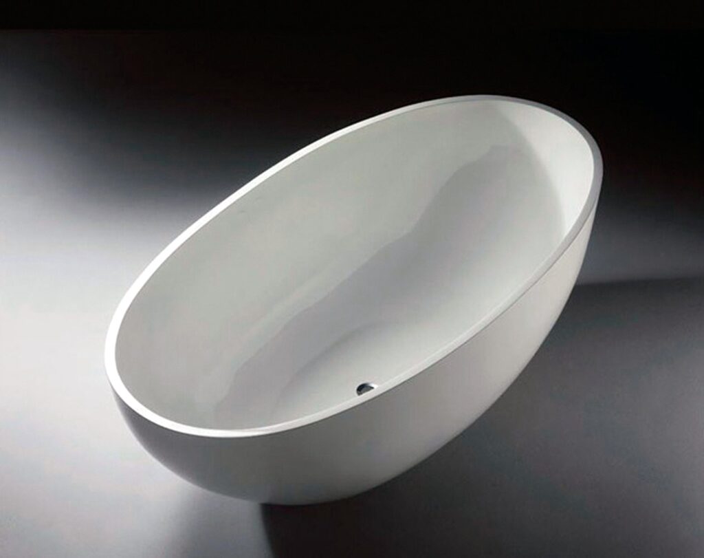 Badewanne freistehend matt GioiaBagno Wanne Carmen-180 Mineralguss Weiss matt Steinguss Freistehende Badewanne