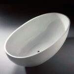 Badewanne freistehend matt GioiaBagno Wanne Carmen-180 Mineralguss Weiss matt Steinguss Freistehende Badewanne