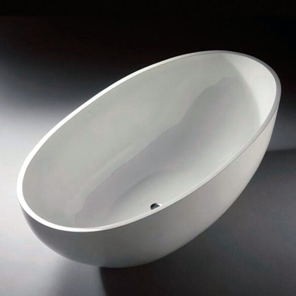 Badewanne freistehend matt GioiaBagno Wanne Carmen-180 Mineralguss Weiss matt Steinguss Freistehende Badewanne