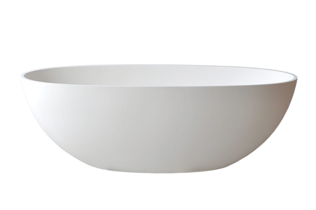 Badewanne freistehend matt GioiaBagno Wanne Carmen-180 Mineralguss Weiss matt Steinguss Freistehende Badewanne