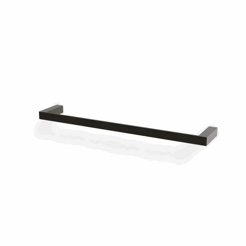 TAG Treemme QUADRA Badetuchstange 45 cm Eckiges Design Chrom Schwarz gebürstet