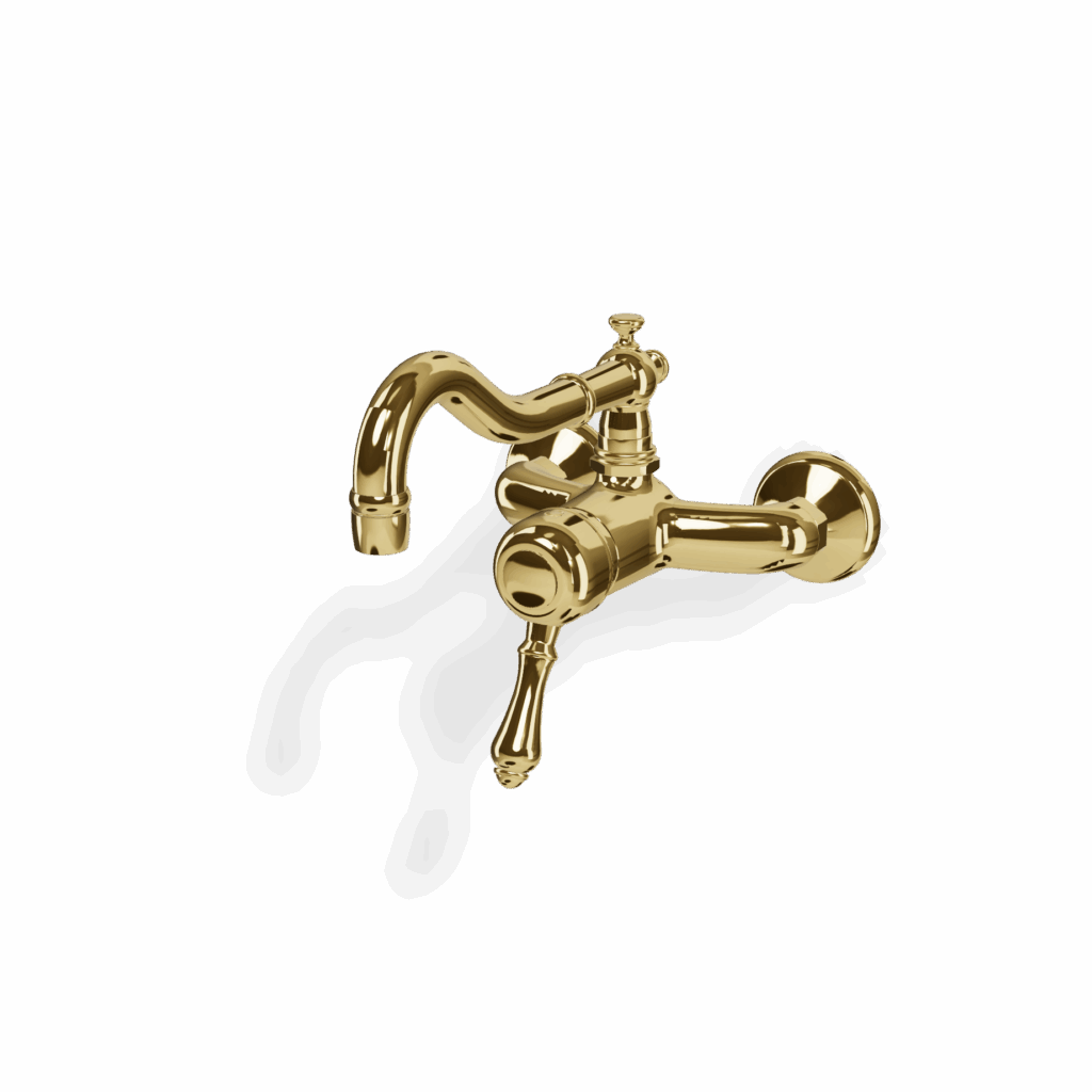 Einhand Küchenmischer retro Wandmodell Gold Glanz