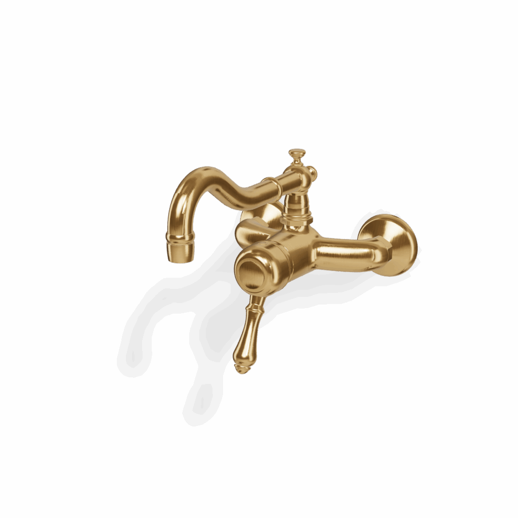 Einhand Küchenmischer retro Wandmodell Gold gebürstet