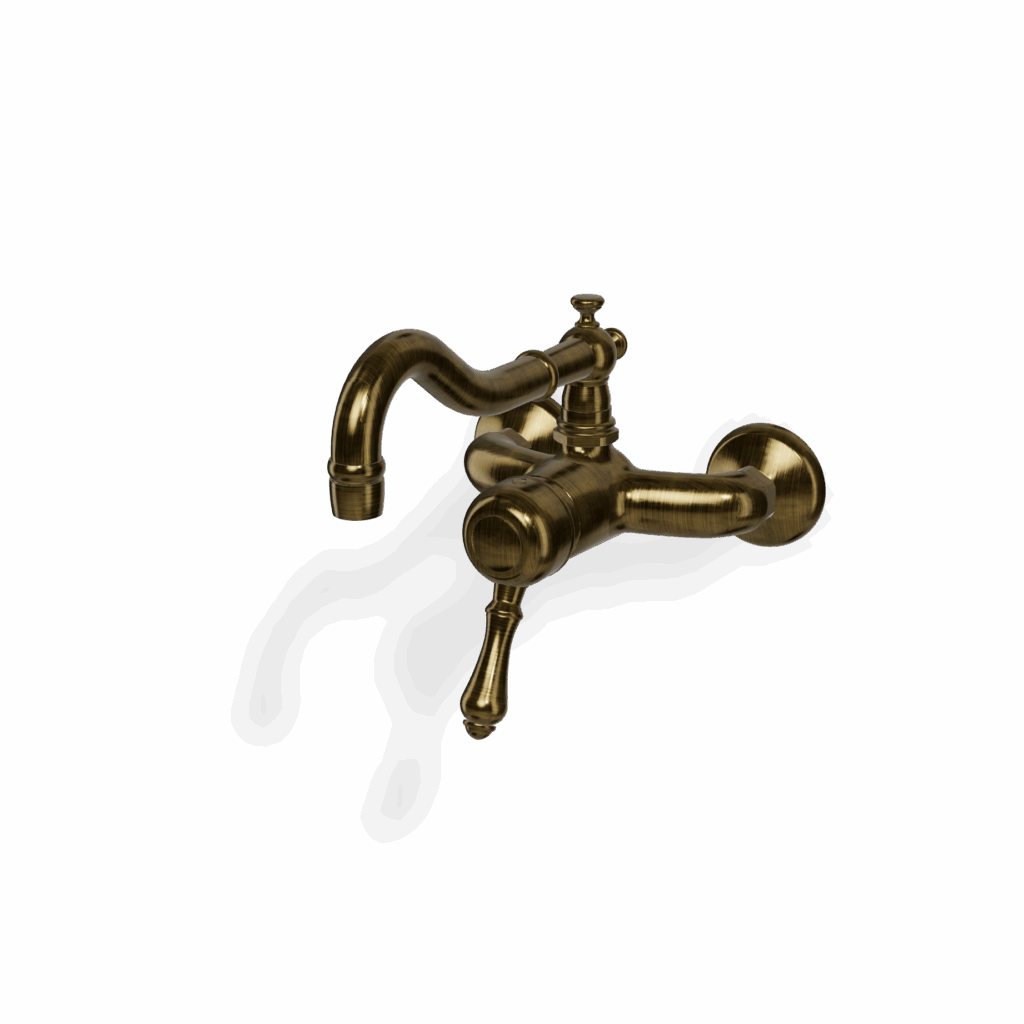 Einhand Küchenmischer retro Wandmodell Bronze gebürstet