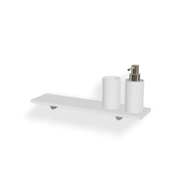Ablage Seifenspender Becher Tag TONDA Corian Nickel gebürstet