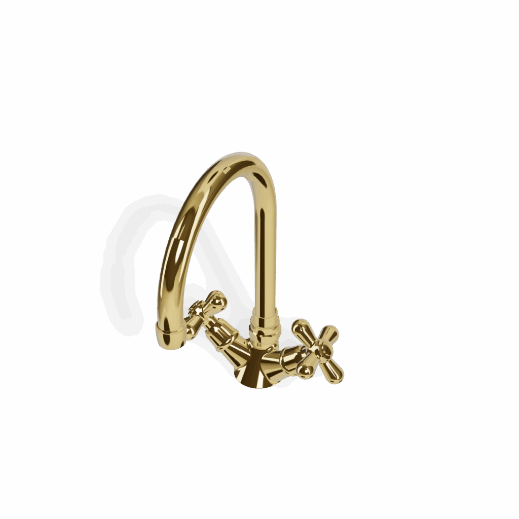 Küchenmischer zweigriff retro schwenkbar Gold glanz