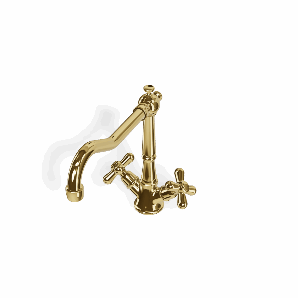Küchenmischer zweigriff Retro Standmodell schwenkbar Gold Glanz