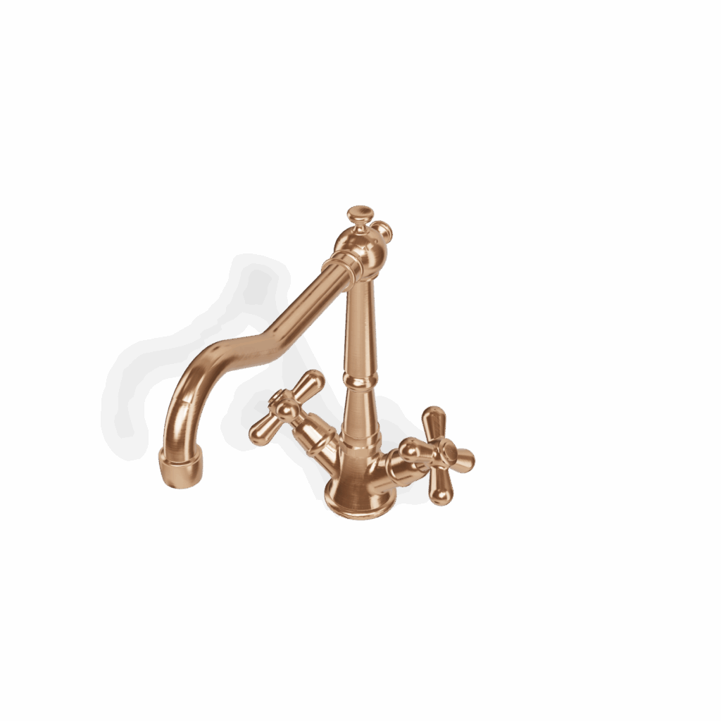 Küchenmischer zweigriff Retro Standmodell schwenkbar Rose Gold gebürstet