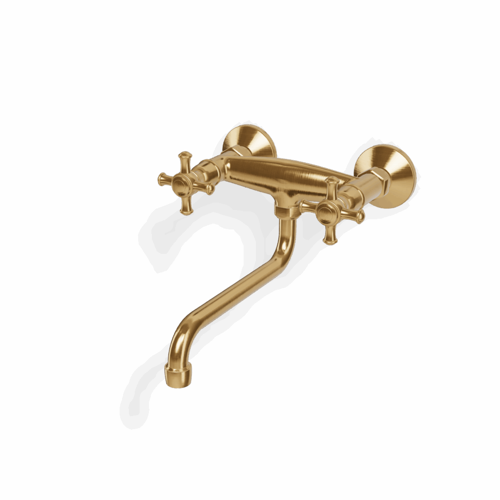 Küchenmischer zweigriff retro Wandmontage Gold gebürstet