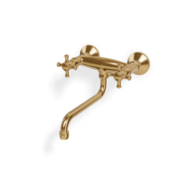 Küchenmischer zweigriff retro Wandmontage Gold gebürstet