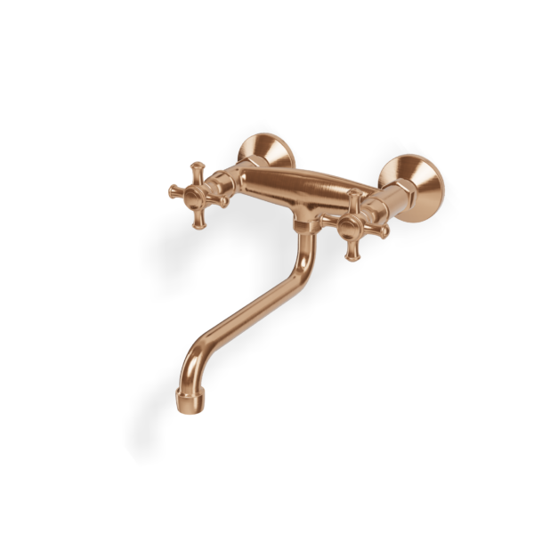 Küchenmischer zweigriff retro Wandmontage Rose Gold gebürstet