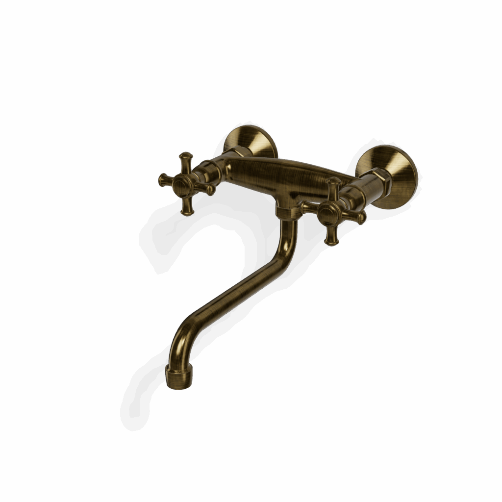 Küchenmischer zweigriff retro Wandmontage Bronze gebürstet