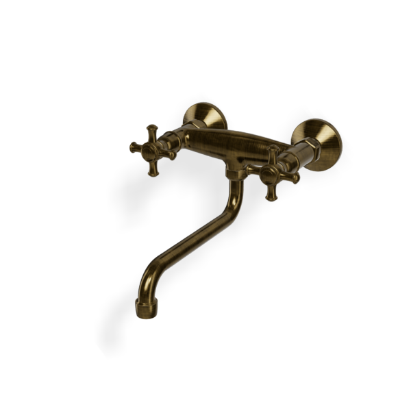 Küchenmischer zweigriff retro Wandmontage Bronze gebürstet