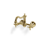 Küchenmischer zweigriff retro Wandmontage schwenkbar Gold Glanz