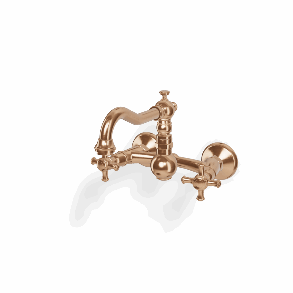 Küchenmischer zweigriff retro Wandmontage schwenkbar Rose Gold gebürstet