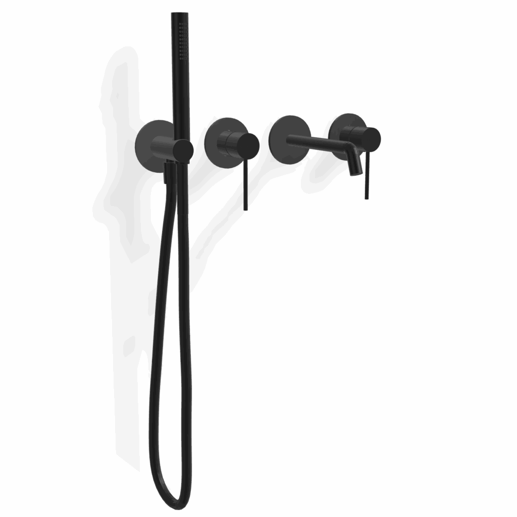 Mischer für Badewanne aus Wand 2 Verbraucher Treemme UP+ Schwarz matt