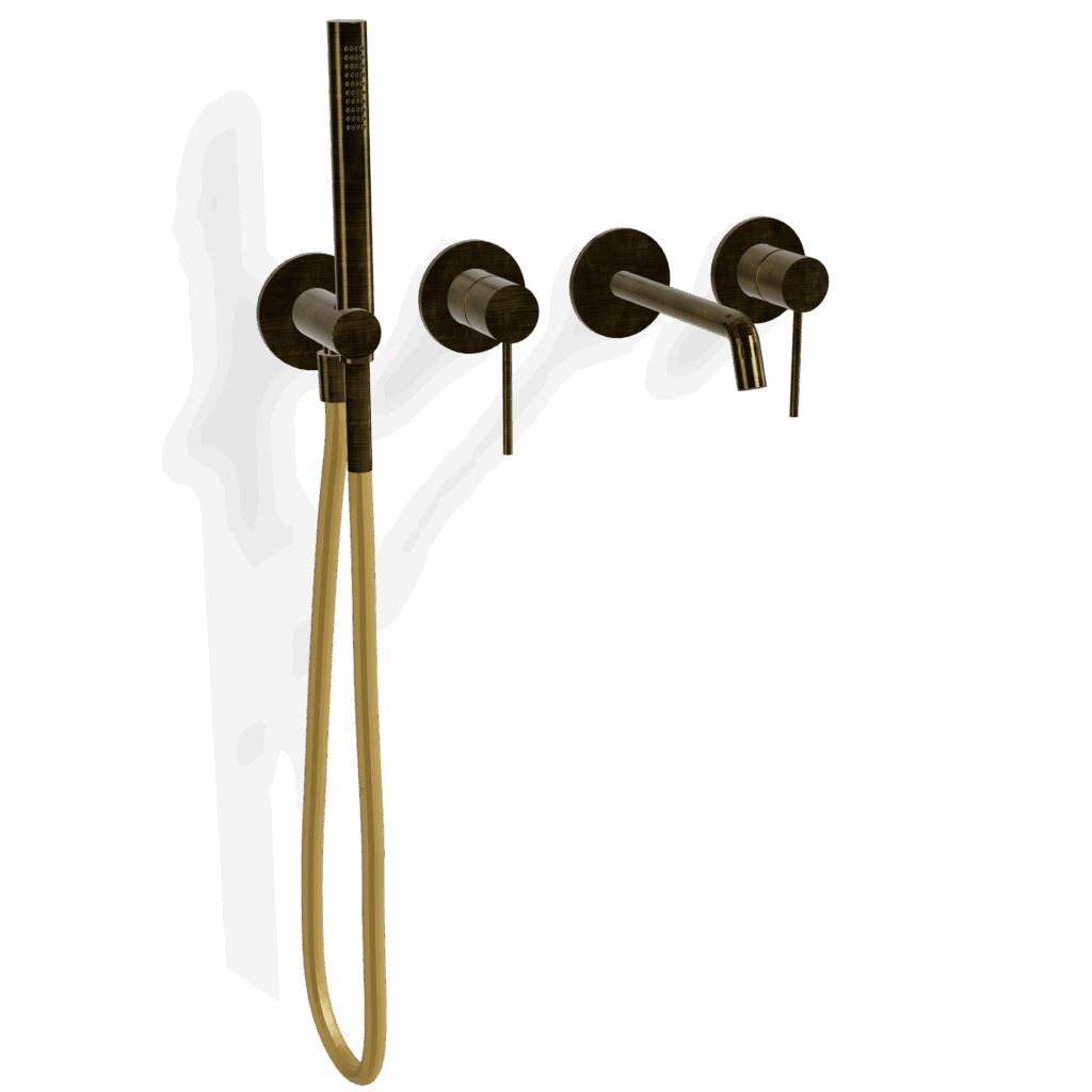 Mischer für Badewanne aus Wand 2 Verbraucher Treemme UP+ Bronze gebürstet