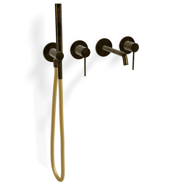 Mischer für Badewanne aus Wand 2 Verbraucher Treemme UP+ Bronze gebürstet