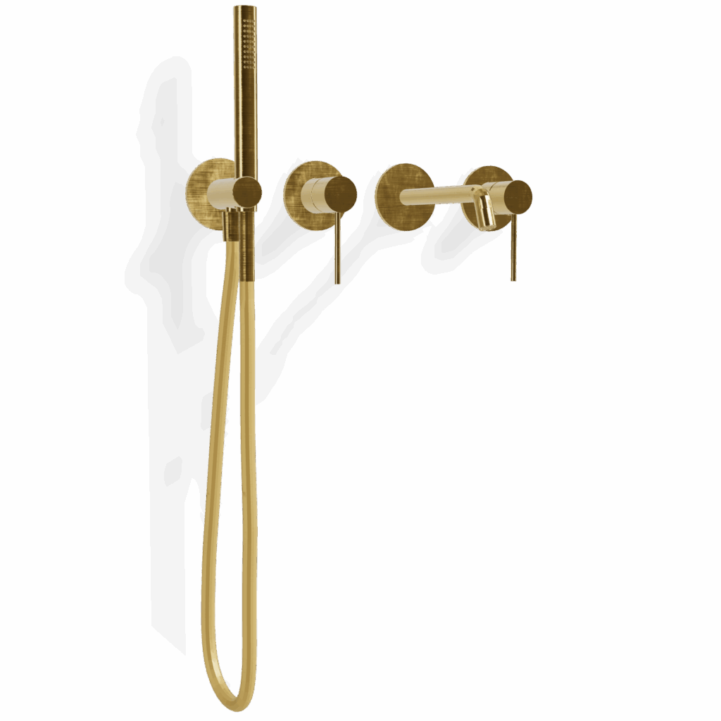 Mischer für Badewanne aus Wand 2 Verbraucher Treemme UP+ Gold gebürstet