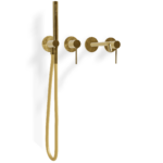 Mischer für Badewanne aus Wand 2 Verbraucher Treemme UP+ Gold gebürstet