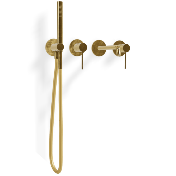 Mischer für Badewanne aus Wand 2 Verbraucher Treemme UP+ Gold gebürstet