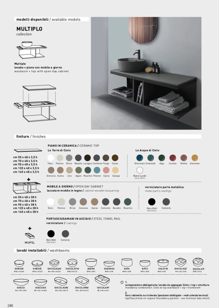 Ausführungen Multiplo Ceramica Cielo Bademöbel Design