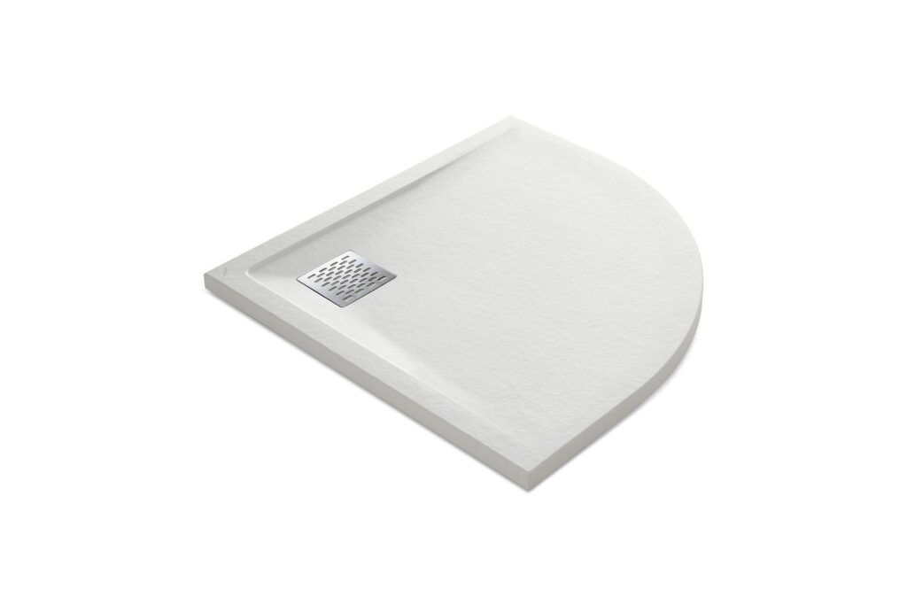 Duschwanne MALENKE Weiss Stone Nox 80 cm halbrund