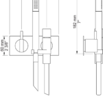 Massskizze Mischer für Dusche ein Griff Unterputzmontage Vola