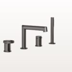 4-Loch Wannenarmatur Gessi Anello Metall Schwarz gebürstet PVD