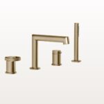 4-Loch Wannenarmatur Gessi Anello Warm bronze gebürstet PVD