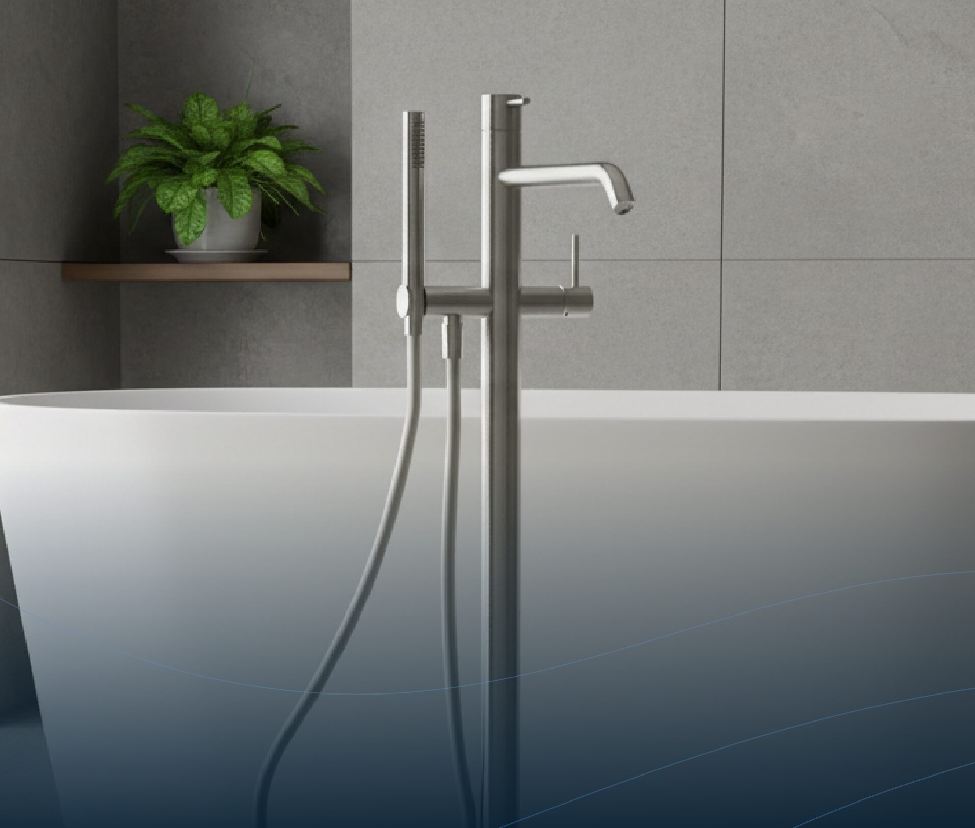 Freistehende Wannenmischer Edelstahl und PVD